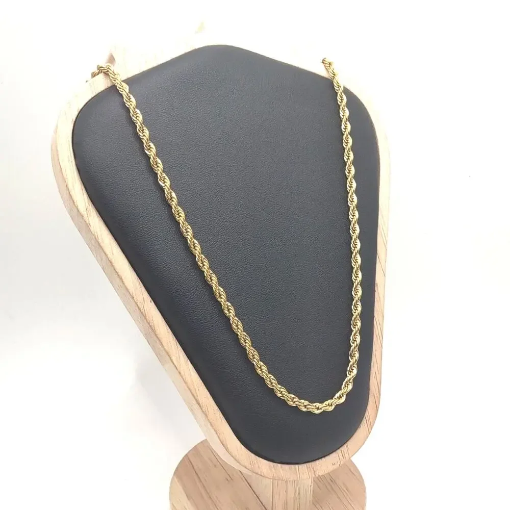 18k Gold Plated Necklace Diamond Cut Rope Chain Fashion Jewelry Birthday Gift